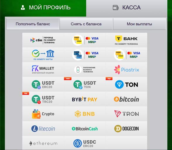 Пополнение и вывод